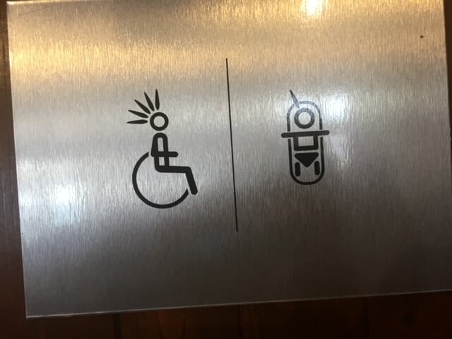 An unique washroom sign